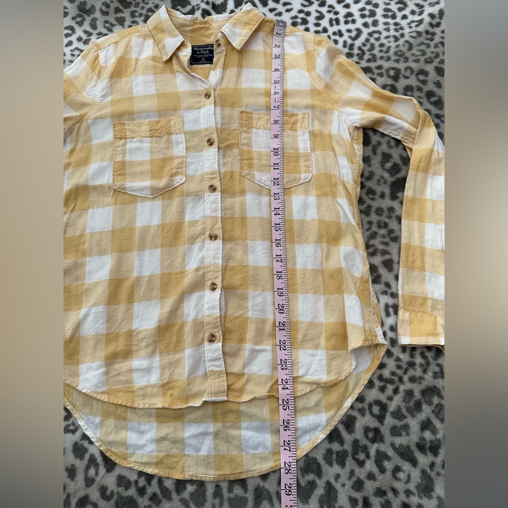 Abercrombie & Fitch Plaid Button Up Shirt in Yellow Size Medium Women’s - Picture 13 of 14